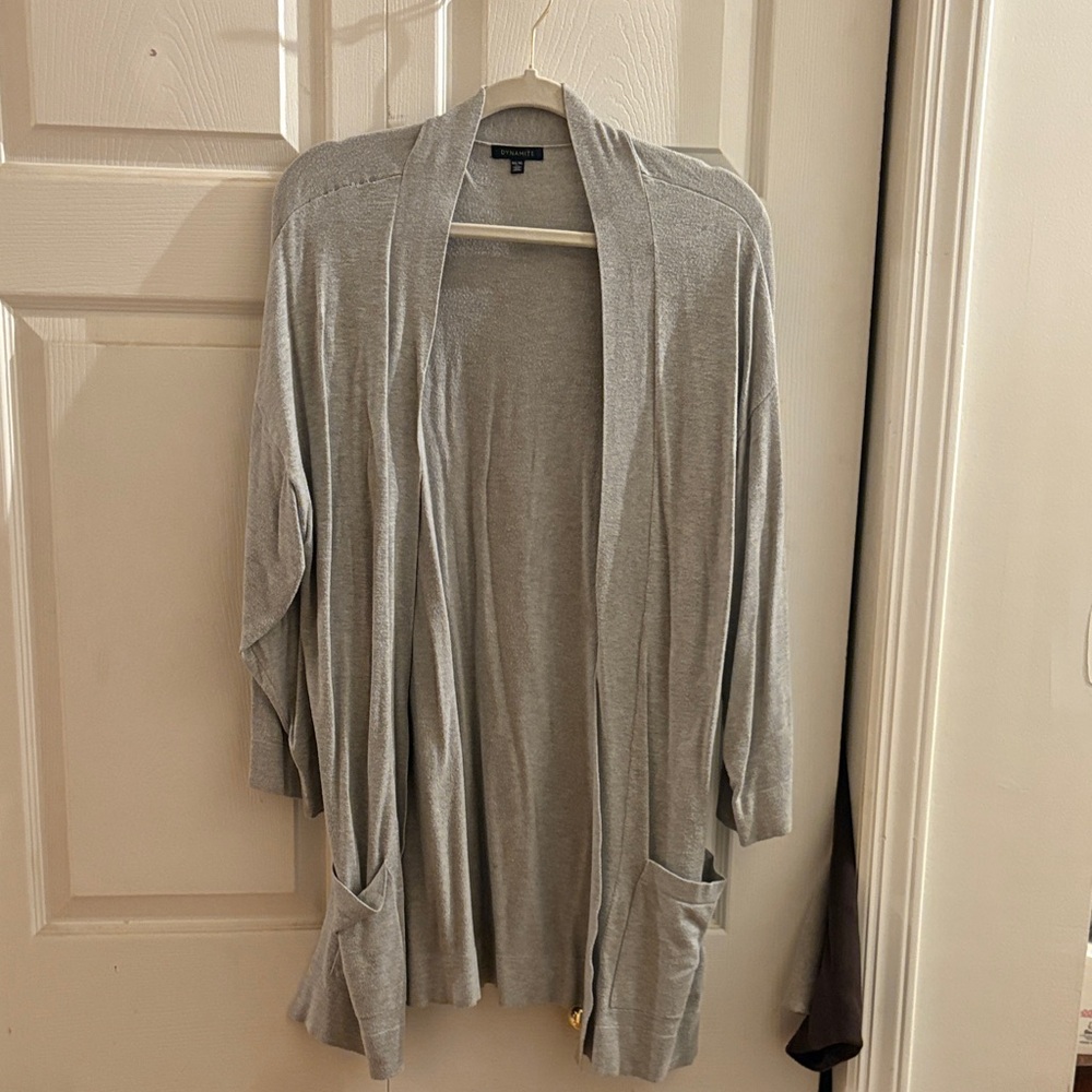 Dynamite Light Gray Open Cardigan